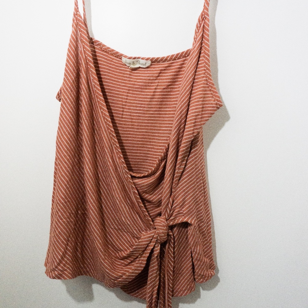 Front Cross Tie Coral Tank Top